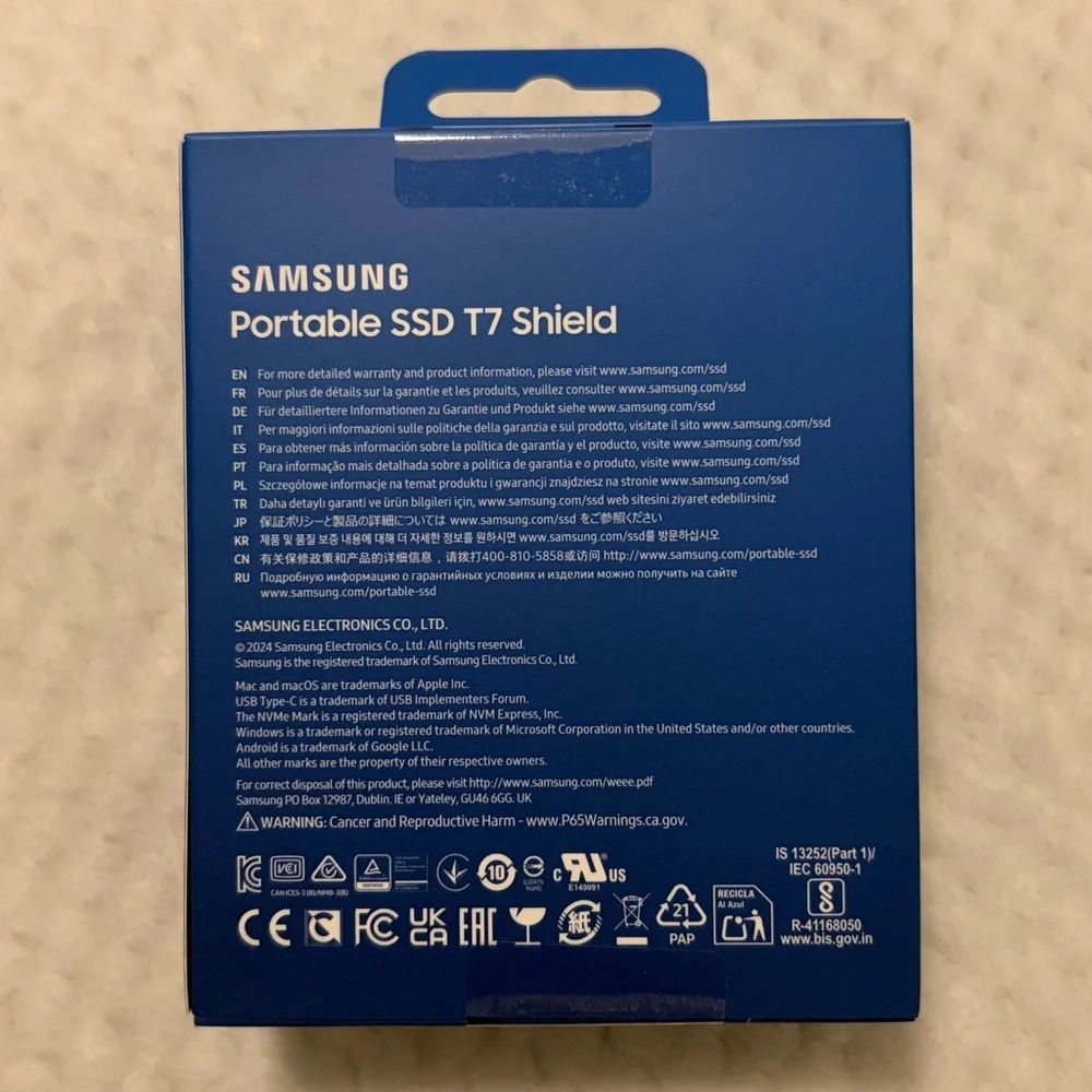 Samsung 4TB T7 Shield Portable SSD USB 3.2 Gen 2 MU-PE4TOS (Black)
